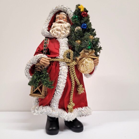 Kurt Adler Other - Kurt Adler Fabriche Santa Claus Red and White Figurine Lantern Tree Satchel 10''